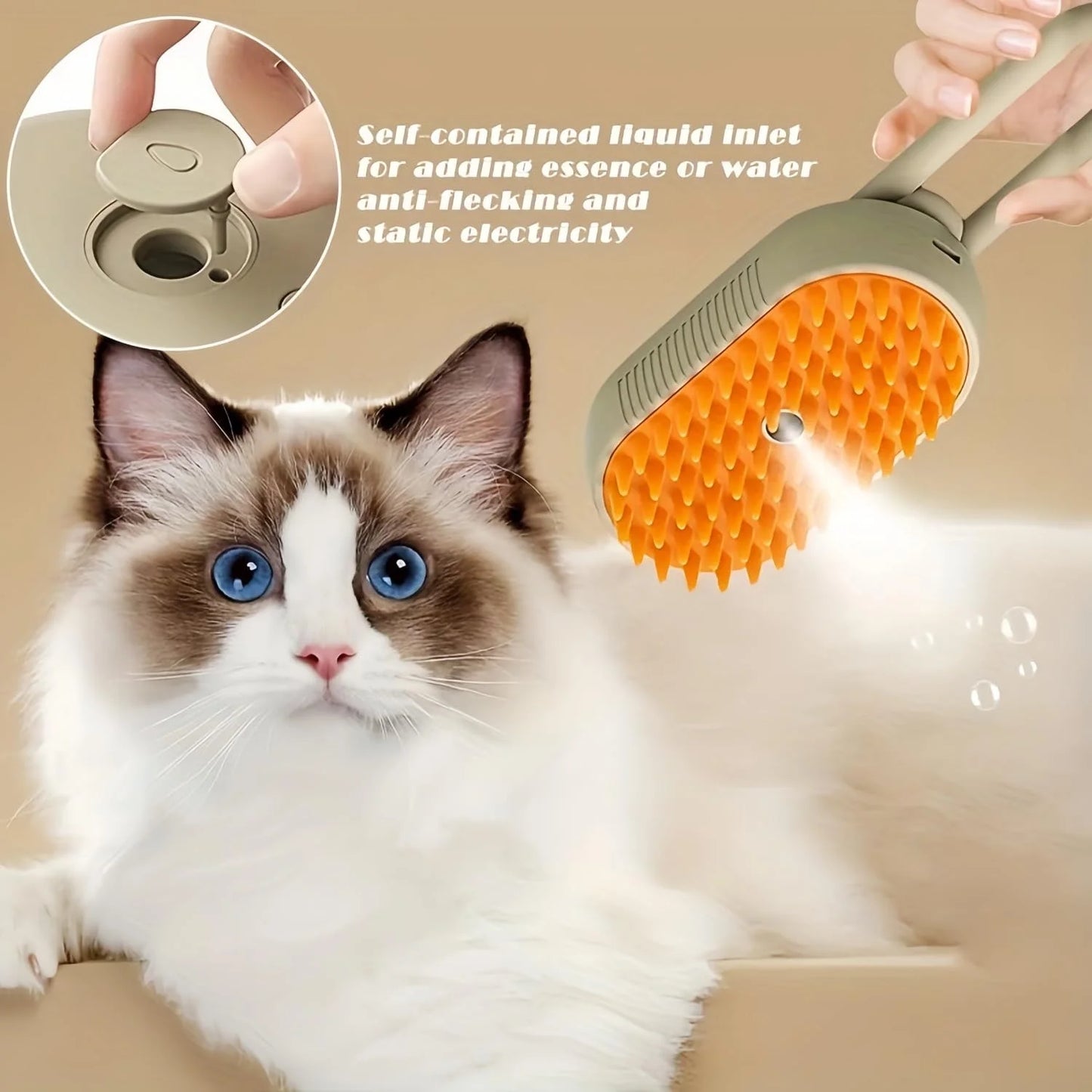 Steam Brush for Cats,Upgraded 3 in 1 Cat Steam Brush for Shedding Pet Steam Brush,Usb Rechargeable Steam Brush for Cats Dogs Hair Removal Cleaning and Massaging Grooming Brush (Coffee)