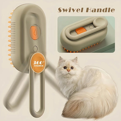 Steam Brush for Cats,Upgraded 3 in 1 Cat Steam Brush for Shedding Pet Steam Brush,Usb Rechargeable Steam Brush for Cats Dogs Hair Removal Cleaning and Massaging Grooming Brush (Coffee)