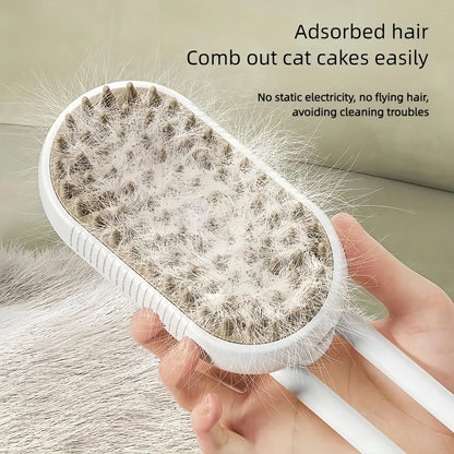 Steam Brush for Cats,Upgraded 3 in 1 Cat Steam Brush for Shedding Pet Steam Brush,Usb Rechargeable Steam Brush for Cats Dogs Hair Removal Cleaning and Massaging Grooming Brush (Coffee)